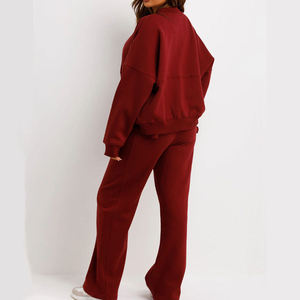 ชุดวอร์มสีพื้นสำหรับผู้หญิง คอลเลคชั่นชุดออกกำลังกาย 2 ชิ้นสุดฮิต ระบายอากาศได้ดี รับบริการ OEM - Product Image 2