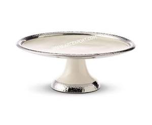 Support à gâteau décoratif en bois or et blanc support à gâteau en métal fantaisie et unique conception martelée support de concepteur de grande forme pour gâteau - Product Image 3