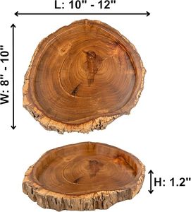 Plateau de service en bois naturel rustique forme irrégulière décor à la maison bougeoir plateaux - Product Image 3