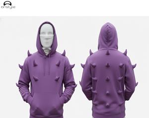 Sudadera con capucha de máscara de invierno personalizada Hhorn, forro polar unisex de poliéster/algodón teñido liso, fabricante de ropa de calle ecológica - Product Image 3