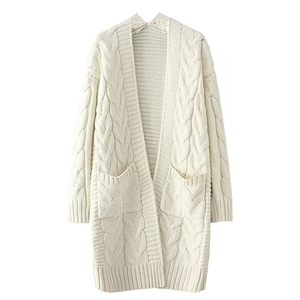 European and American Autumn and Winter Casual V-Neck <b>Cardigan</b> Knitted Sweater with Custom print Logo Pocket Women's <b>Coat</b> - Product Image 5