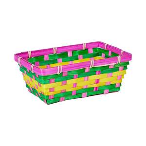 Mini cesta de bambú de Pascua colorida, forro tejido a mano, bolsas de almacenamiento, logotipo personalizable, cesta de regalo para Unisex Festival, poliéster - Product Image 3