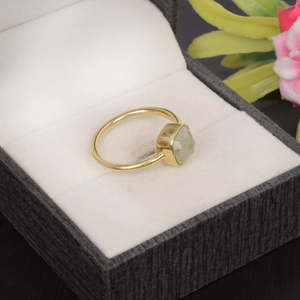 925 Sterling Silver Romantique Fine Jewelry Ring Natural Prehnite Gemstone Oval Cut Platinum Rhodium Plated 8x8mm 2.92g Set - Product Image 4