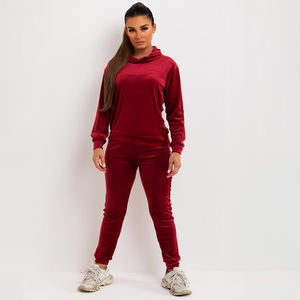 Ensemble deux pièces pour femme 100 % coton, très extensible, longueur intégrale, col en V, hiver, style hip-hop, polaire, athlétique, réversible, écologique, respirant - Product Image 3