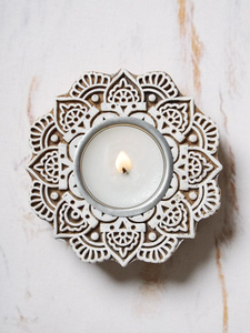 Bougeoir imprimé en bois Boho pour éclairage ambiant support de photophore en bois naturel pour la méditation de décor spirituel - Product Image 4
