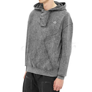 Acid Wash Hoodie Hombres Oversized Pullover Heavyweight Sudadera Vintage Streetwear Unisex Hoodie - Product Image 2