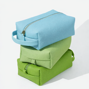 Sac de toilette de voyage écologique en cuir portable pour cosmétiques, organiseur de maquillage - Product Image 1