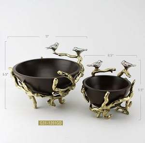 Bol de service en métal moderne à 2 niveaux en forme de feuille, prix de gros, couleur or, fini avec Logo personnalisé - Product Image 2