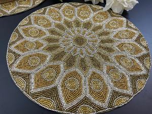 Hot Selling MD HANDICRAFTS MD-3875 Customizable Classic Glass Beaded Handmade Embroidered Placemat for <b>Dining</b> Coffee Home Decor - Product Image 2