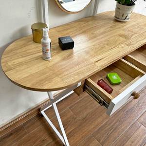 Minimalist Natural Wood <b>Makeup</b> <b>Vanity</b> Table with Iron Legs Mini Dressing Table for Hotels-BTD68061 - Product Image 6