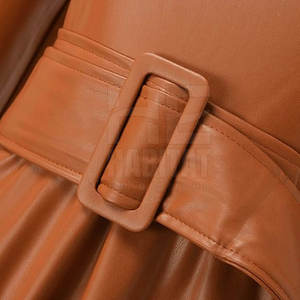 Vestido de cuero para mujer, más vendido, de manga larga, con cinturón moderno, en oferta. - Product Image 4