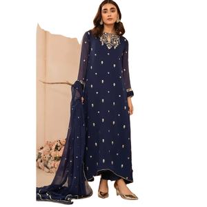 Salwar Kameez de Seda de Alta Calidad, Estilo Musulmán Formal y Modesto, para Todas las Temporadas, Organza Sin Arrugas, Secado Rápido, para Fiestas, Bodas, Diwali 1 - Product Image 1