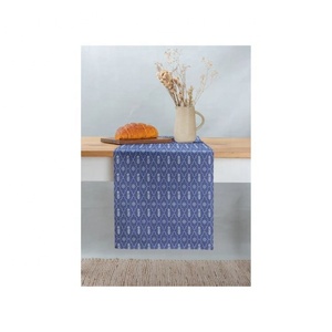 2024 Tie Dye Pattern Élégant Bleu Brodé Fête Table Dîner Noël 100% Coton GOTS Certifié Chemin De Table De L'Inde - Product Image 5