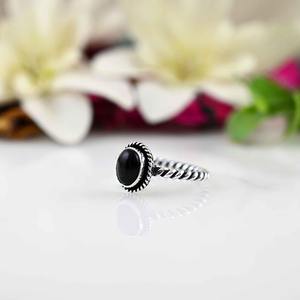 Anillo de plata de estilo bohemio hecho a mano, joyería de plata de ley 925, piedras preciosas de ónix negro, anillo de tendencia, joyería para mujer, regalo para ella - Product Image 2