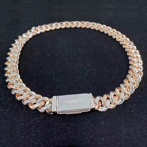 Collar de Cadena Cubana con Diamantes de Moissanita, Chapado en Oro Rosa, Estilo Atrevido, Joyería Elegante para Hombres y Mujeres - Product Image 3