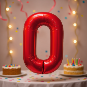 Ballon Métallique Chiffre Zéro Rouge 100cm pour Fête, en Aluminium, à Gonfler à l'Hélium, Décoration - Product Image 3