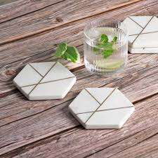 Juego de posavasos de mármol de posavasos de piedra natural hechos a mano para tazas de café y Decoración de mesa para el hogar - Product Image 1
