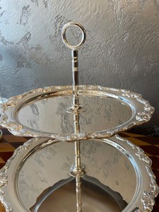 2 <b>Tier</b> Gold Polished Metal Brass <b>Cake</b> <b>Stand</b> Hot Selling Round Shape Metal Restaurant and Hotel Ware Metal Dessert <b>Stand</b> - Product Image 3