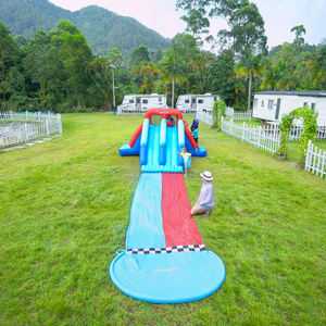 Château gonflable d'extérieur ArmyFun bleu en tissu Oxford 420D+840D avec double toboggan aquatique, pour 5 personnes, avec souffleur d'air 450W - Product Image 4