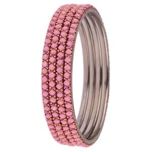 เครื่องประดับอินเดียสำหรับผู้หญิงกำไลข้อมือคริสตัลสำหรับเจ้าสาว CZ สร้อยข้อมือเครื่องประดับสีชมพูอ่อน - Product Image 6