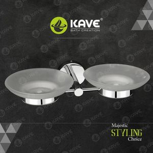 Acier inoxydable Verre Argent Chrome Double Porte Savon Salle De Bains Comptoir Organisateur Durable Résistant À La Rouille Facile À Nettoyer Moderne Élégant - Product Image 6