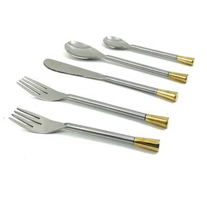 Ensemble de couverts à couteaux, cuillères et fourchette bon marché en argent Ensembles de vaisselle de luxe en acier inoxydable à poignée de conception occidentale - Product Image 6