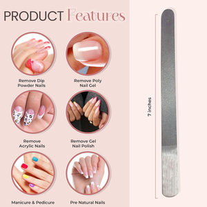 Lima de uñas de diamante para manicura y pedicura de acero inoxidable, revestimiento de polvo de doble cara de 7 pulgadas, uñas acrílicas naturales perfectas - Product Image 5