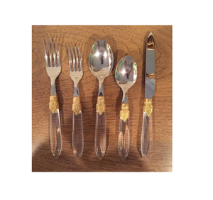 Cuillère en acier inoxydable et acrylique de qualité supérieure ensemble de couverts couverts ustensiles de cuisine décorer poignée en acrylique transparent - Product Image 3