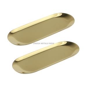 La bandeja de servicio ovalada Dorada más vendida con acabado pulido y diseño elegante, perfecta para una decoración elegante y entretenida para el hogar - Product Image 1