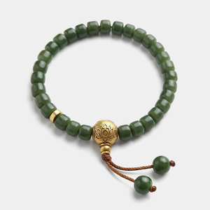 <span class=keywords><strong>Pulsera</strong></span> de Latón Chapado en Oro de 18K con Jade Nefrita Verde Natural y Loto Zen, Joyería para <span class=keywords><strong>Hombre</strong></span> de Prosperidad y Mindfulness, OEM/ODM, MOQ Bajo - Product Image 1