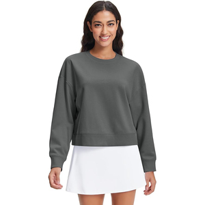 simple crewneck relaxed cotton breathable soft <b>comfy</b> layering everyday Women Sweatshirts oversized - Product Image 1