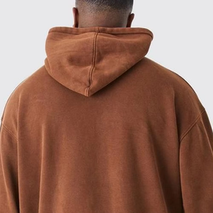 Sweat à capuche délavé à l'acide pour hommes, en coton, tissu lourd d'hiver, coupe classique, couleurs et logo personnalisables, streetwear, pull-over - Product Image 3