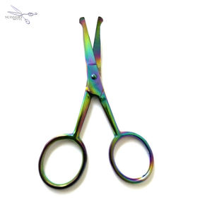 Tijeras de acero inoxidable de seguridad personalizadas de alta calidad, recortadora de pelo de nariz y cejas de hoja recta - Product Image 3