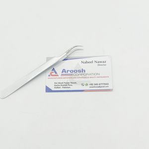 Pince à épiler J-Curve en acier inoxydable de haute qualité Extension de cils à paillettes argentées Produit de beauté durable en gros - Product Image 3