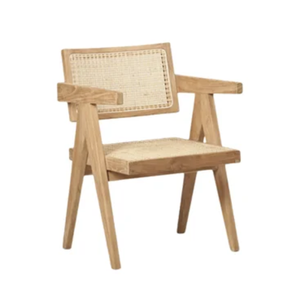 เก้าอี้รับประทานอาหารทำจากหวายแบบเรียบง่ายทันสมัยพร้อมเบาะหลังและที่นั่งสำหรับบ้านหรือโรงแรม/วิลล่า - Product Image 1