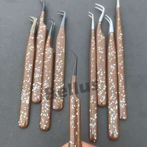 Ensemble complet personnalisé de pinces à cils longs en acier inoxydable légèrement incurvées, outils d'extension de cils réutilisables faits à la main - Product Image 6