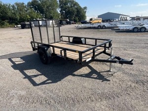 Heavy Duty <b>Farm</b> Yard Garden 10 Ft X 72 In ATV Utility <b>Trailer</b> Black Metal Frame Wood Deck Open Side Rails - Product Image 2