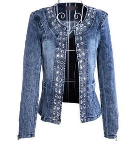 เสื้อแจ็คเก็ตยีนส์สำหรับผู้หญิงคอลเลคชั่นฤดูหนาวใหม่เสื้อโค้ท2024ไรน์สโตนสำหรับผู้หญิงเสื้อโค้ทผู้หญิงแบบลำลองซักน้ำได้สไตล์วินเทจ - Product Image 1