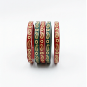 <b>Red</b> & Green Ethnic Floral Lac Bangles Set of 5-Fashionable Gift for Women - Product Image 2