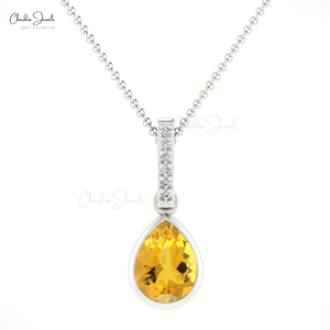 Collier pendentif diamant élégant Simple à la mode bijoux en or véritable 14k authentique citrine jaune pierre précieuse pendentif goutte fournisseur - Product Image 3