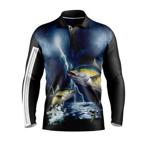 Polos de pesca con protección solar de calidad superior, camisas de pesca de secado rápido de poliéster 100%, camisas informales con cuello - Product Image 6