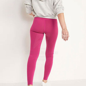 Wholesale Ladies High Waist Elastic Waist Solid Comfortable Seamless Eco-Friendly Breathable Full Length Gym Leggings <b>Customized</b> - Product Image 3