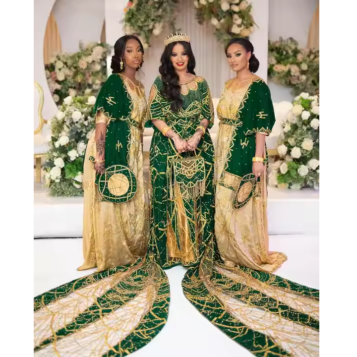 Elegant Wedding Bridal Dirac Handmade Silk African Design