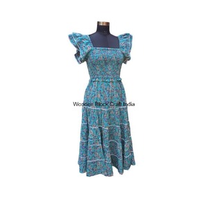 ชุดเดรสแขนสั้นทรงเอยาวปกติของผู้หญิงพิมพ์ลายดอกไม้วินเทจสไตล์เกาหลีฤดูร้อนเป็นมิตรกับสิ่งแวดล้อม - Product Image 4