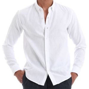 Chemise en lin mélangé blanc brumeux léger confortable vert beige disponible en plusieurs tailles pour le style de tous les jours - Product Image 6