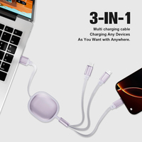 Câble USB rétractable 3 en 1 100W PD, charge rapide 5A, 2 ports Type C, micro USB, cordon de données pour téléphone, ordinateur portable, voyage