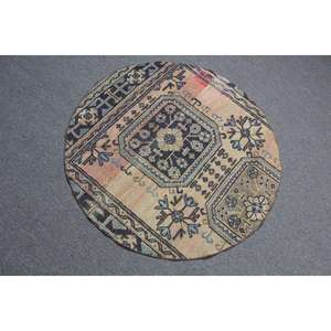 Alfombra Turca, Redonda de 3.5x3.5 pies, Alfombra Azul Ombré - Product Image 4