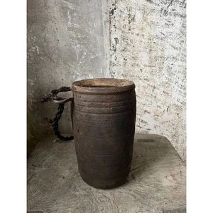 Panier tissé népalais vintage, design en bois fait à la main, brun, moyen, pour la cuisine - Product Image 1