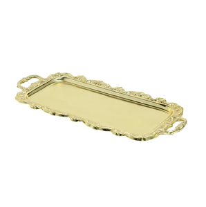 Plateau de service en argent de qualité fiable avec des poignées sculptées, alliant design et fonctionnalité, cadeaux de pendaison de crémaillère, nouveauté - Product Image 5