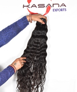 Extensiones de cabello humano de onda profunda con tejido de trama doble indio al por mayor, paquete sin procesar, sin procesar, cutícula alineada - Product Image 1